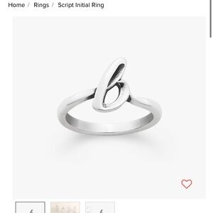 James Avery B Script Initial Ring